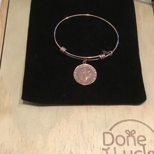 ✨ NWOT MADE IN ITALY COIN CHARM ROSE GOLD BRONZE MILOR BANGLE BRACELET